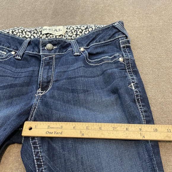 Ariat REAL Bootcut Jeans Womens 33R Blue Mid Rise Embroidered Stretch Denim - Picture 8 of 12